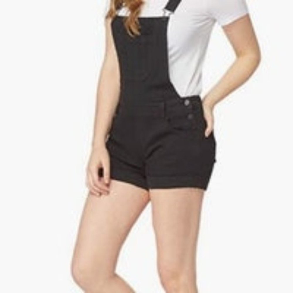 Wallflower Instavintage Distressed Black Overall Shorts  NWT Sz S